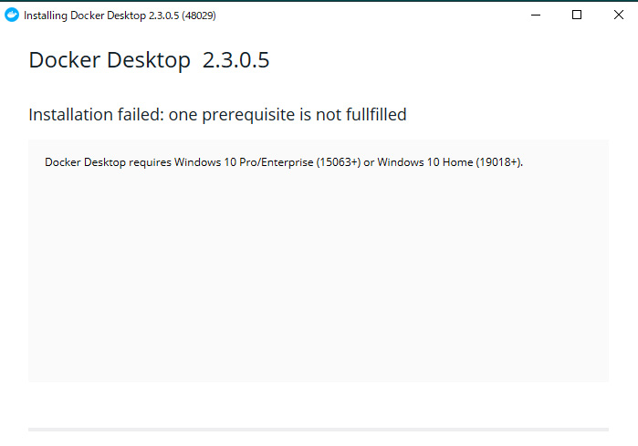Dockerインストール時のエラーメッセージ【windows10 HomeにDocker Desktop for Windowsをインストールする】
